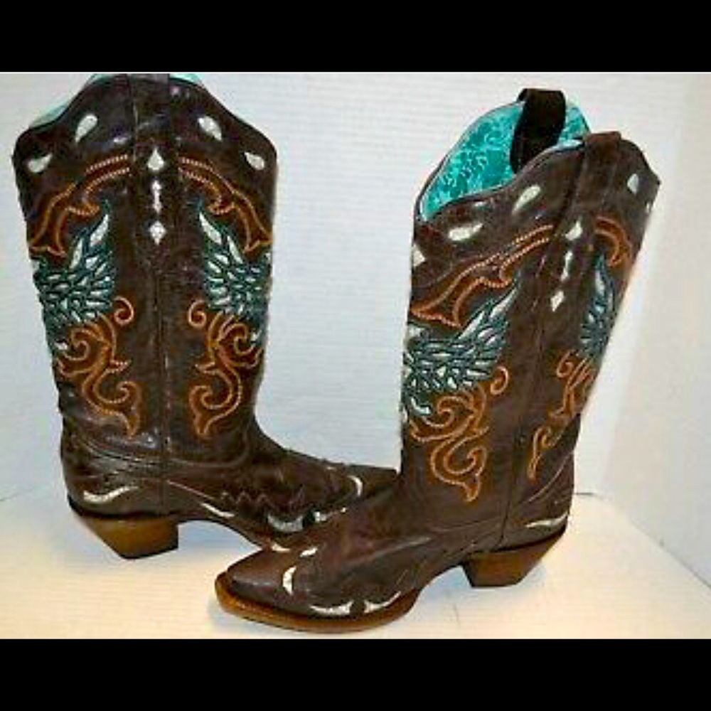 Corral turquoise and glitter inlay boots